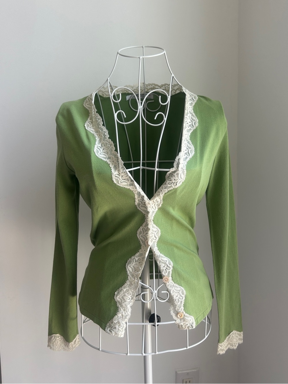 Jessica Green Lace-Trim Cardigan